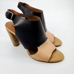 Lucky Brand Peep Toe Platform Style Slingback Stacked Heels Sz 8.5